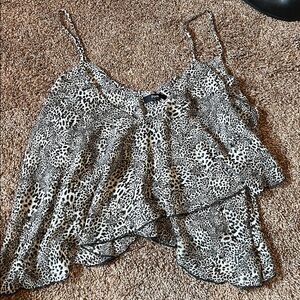 Fora Animal Print Ruffle Top